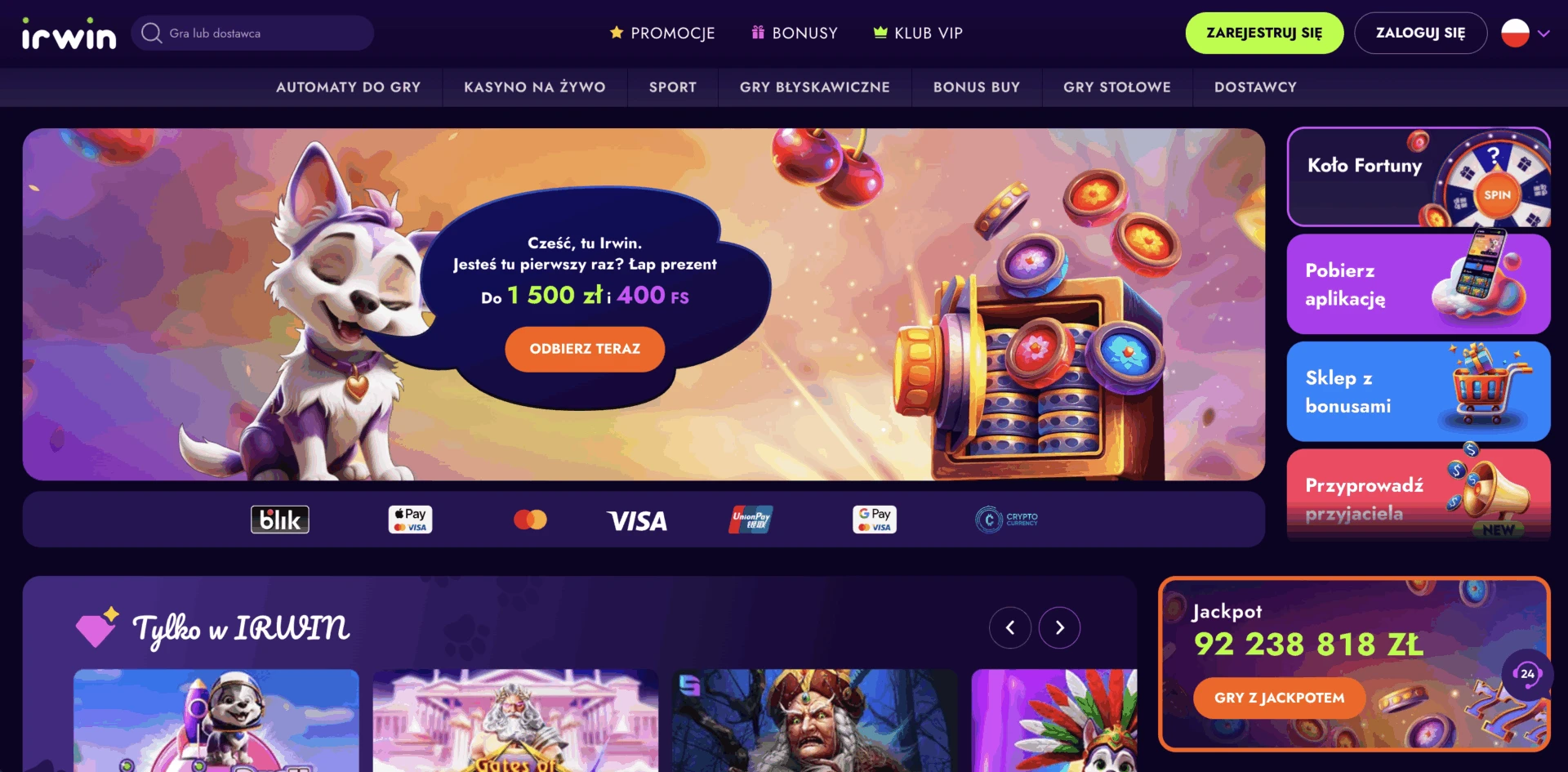 Strona główna Irwin Casino z bonusem powitalnym